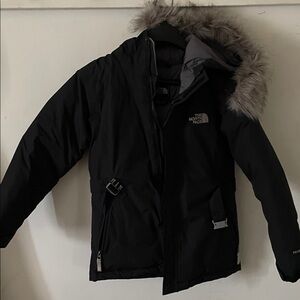 The North Face Kids Black Jacket with Fur-Trim Hood